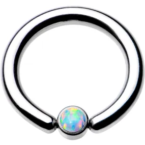 10 Gauge 1/2 White Faux Opal 4mm Disc BCR Captive Ring