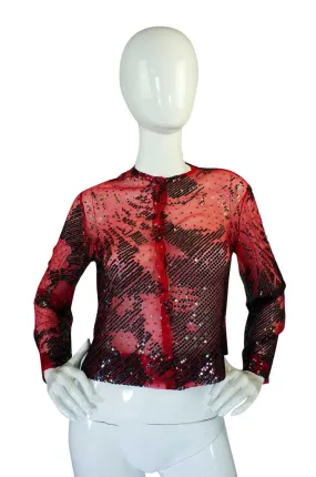 1920s Fine Sequin Silk Chiffon Top