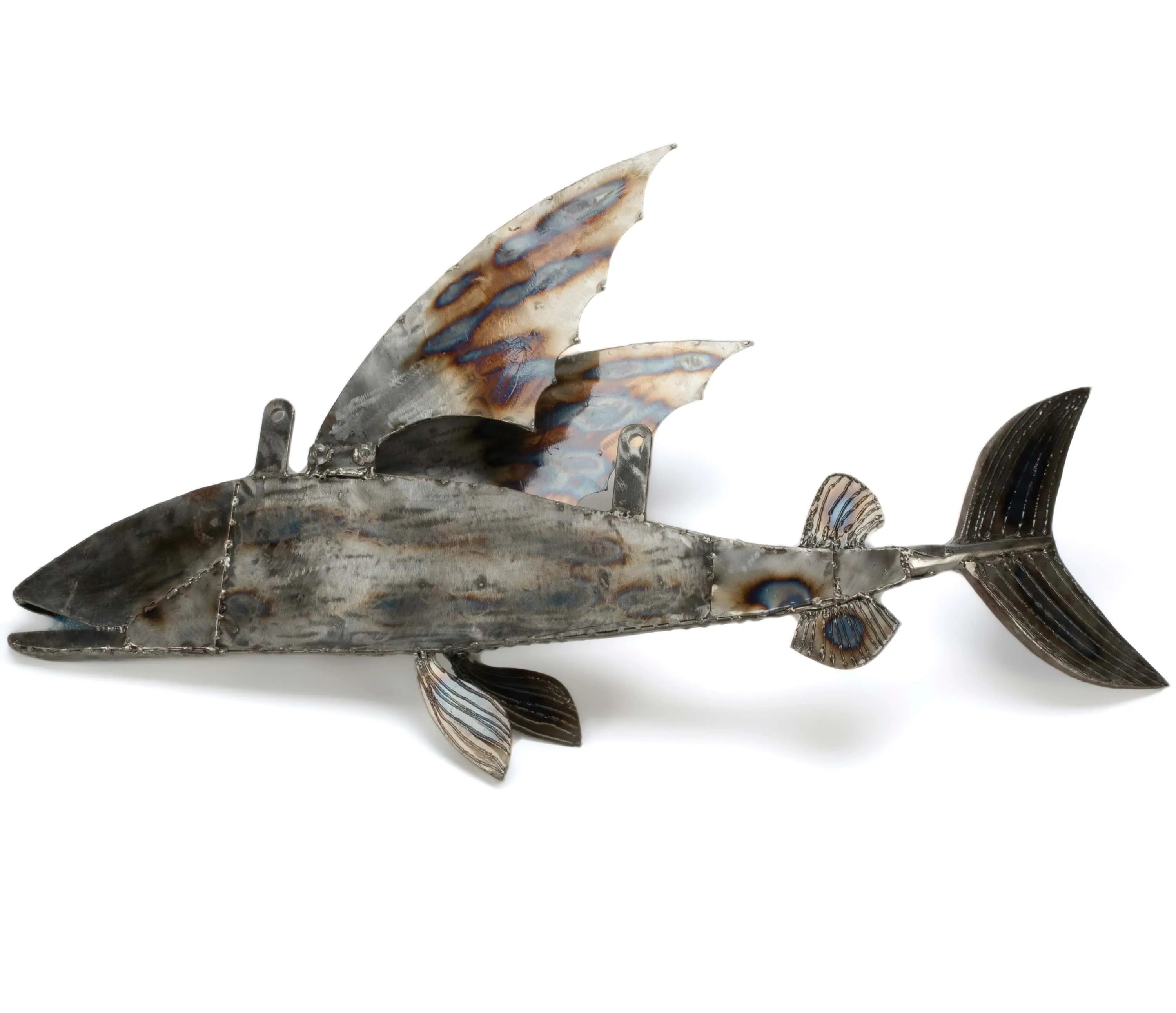 35 Flying Fish (Left) Inspired Recycled Metal Art Sculpture