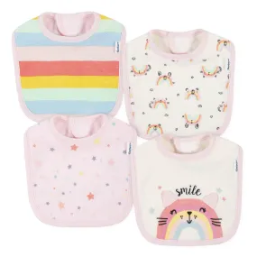 4-Pack Baby Girls Rainbow Bibs