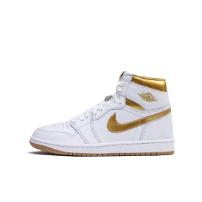 AIR JORDAN 1 RETRO HIGH OG PS - WHITE/METALLIC GOLD-GUM LIGHT BROWN