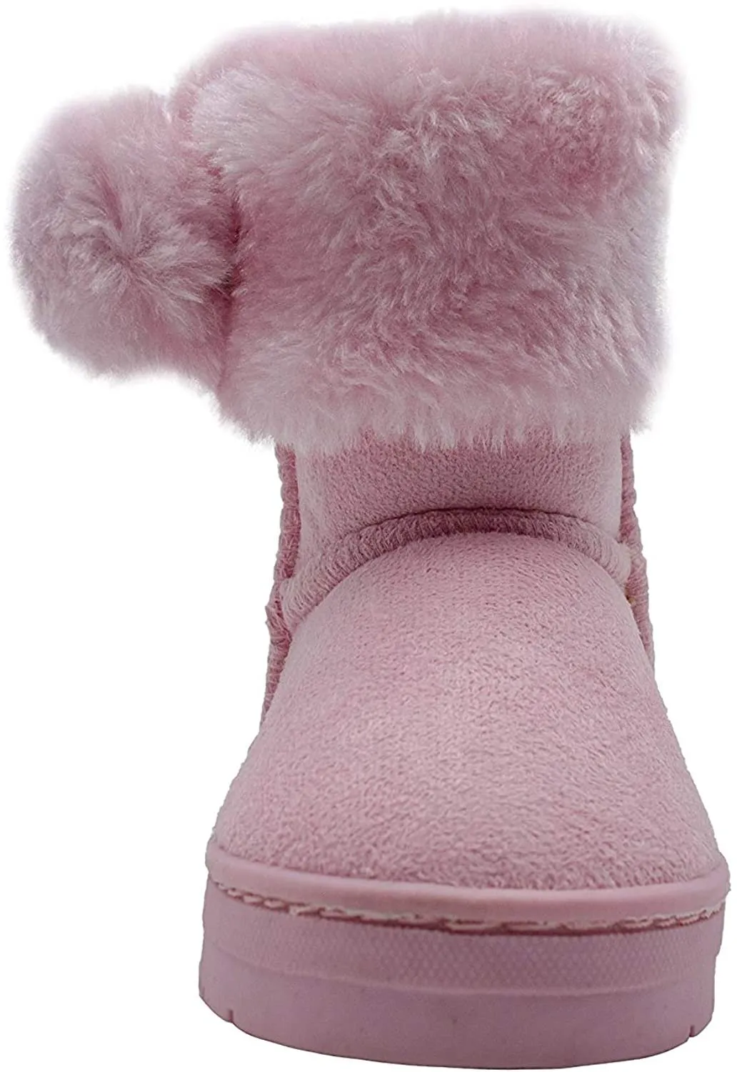 bebe Toddler Girls’ Little Kid Slip On Mid Calf Warm Winter Boots with Faux Fur Cuff and Rhinestone Bow