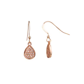 Bella Teardrop Earring  | 14K Rose Gold, Pave CZ Tear Drop