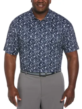 Big & Tall Tropical Cocktail Print Short Sleeve Golf Polo