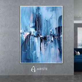 Blue & pink abstract oversize wall art made to order in a custom size