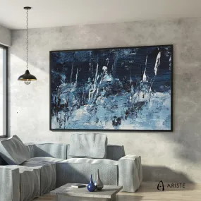 Blue & white extra large canvas wall art made to order in a custom size