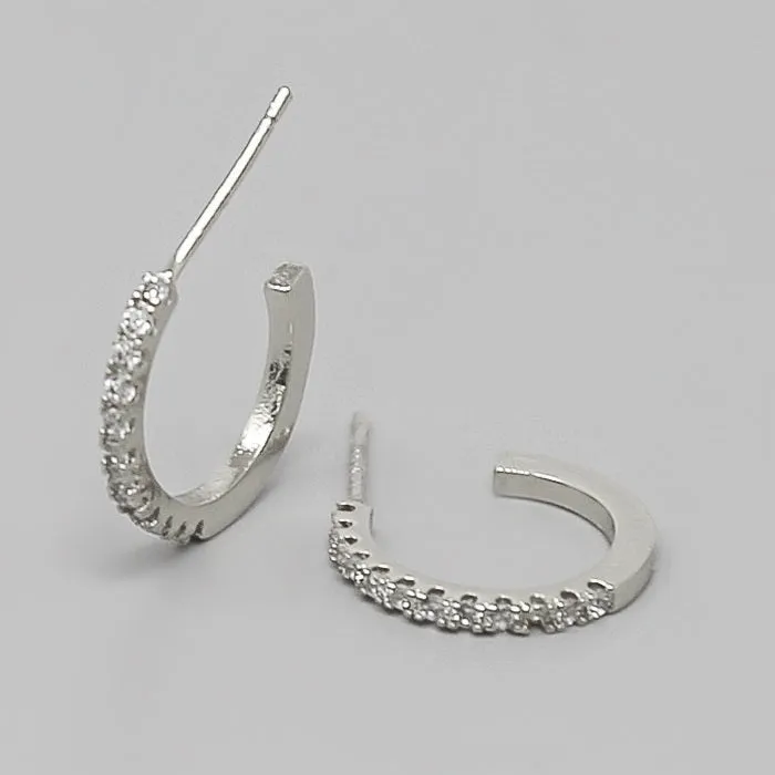 CZ Pave Gold Dipped Mini Hoop Earrings