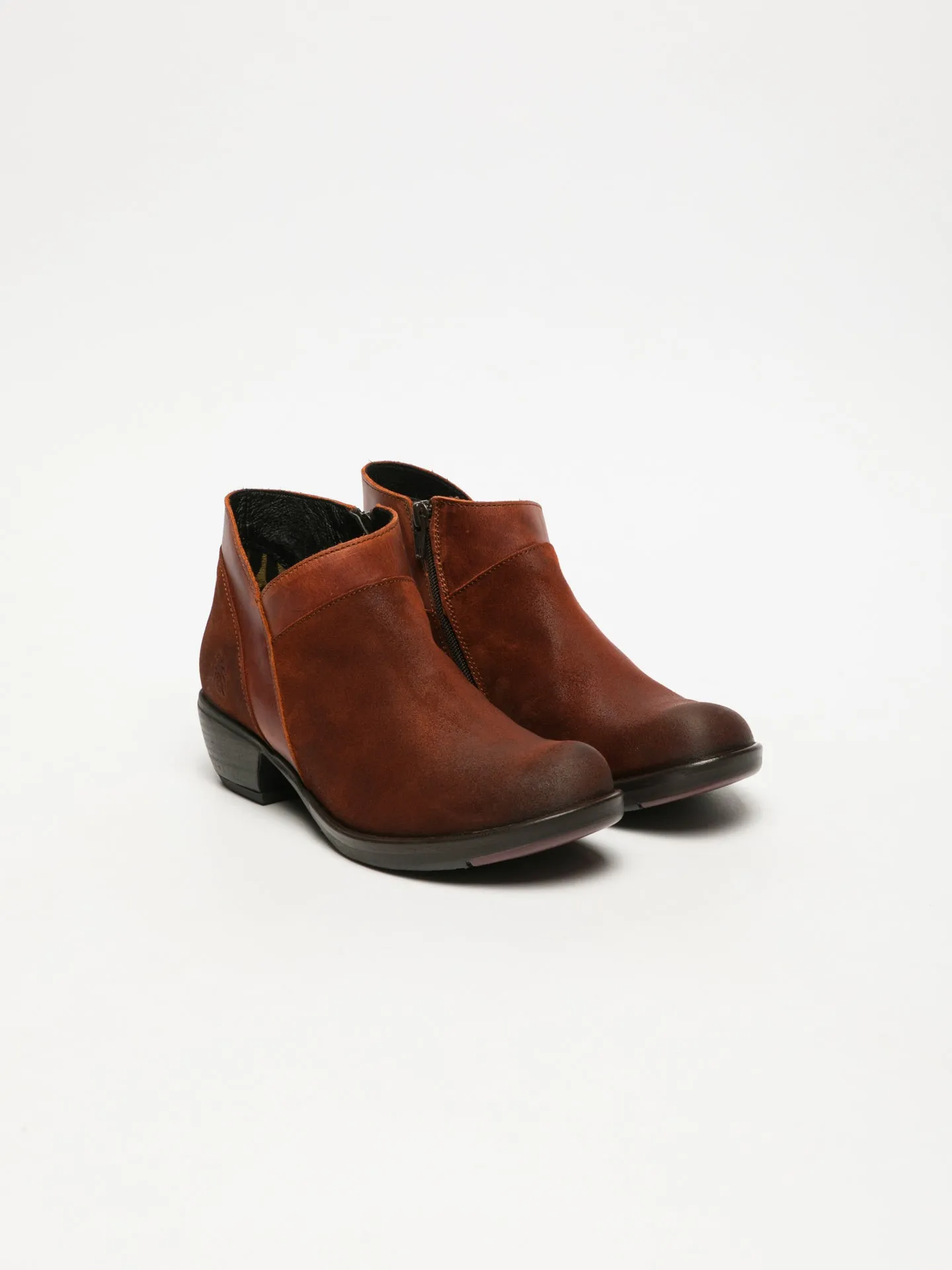 DarkRed Zip Up Ankle Boots