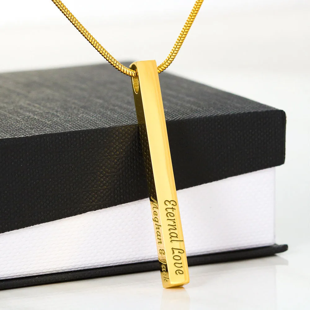 Gift For Big Sister 4 Sided Custom Name Engraving Vertical Bar Necklace With Marry Christmas Message Card Gift