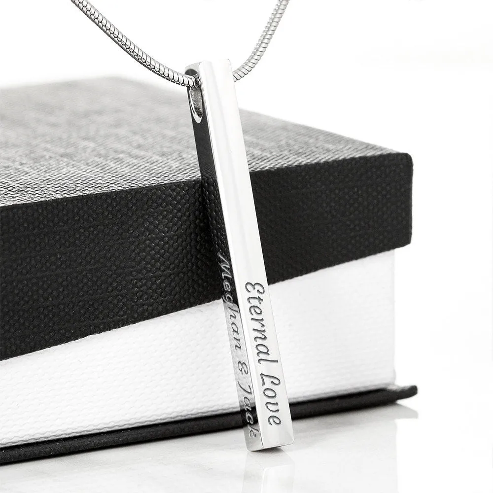 Gift For Big Sister 4 Sided Custom Name Engraving Vertical Bar Necklace With Marry Christmas Message Card Gift