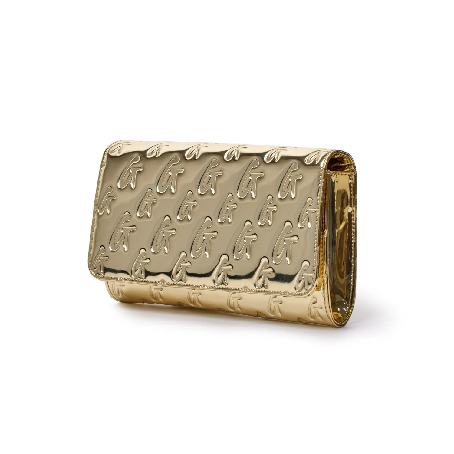 GLAM-AHOLIC MONOGRAM TRAVEL WALLET METALLIC GOLD