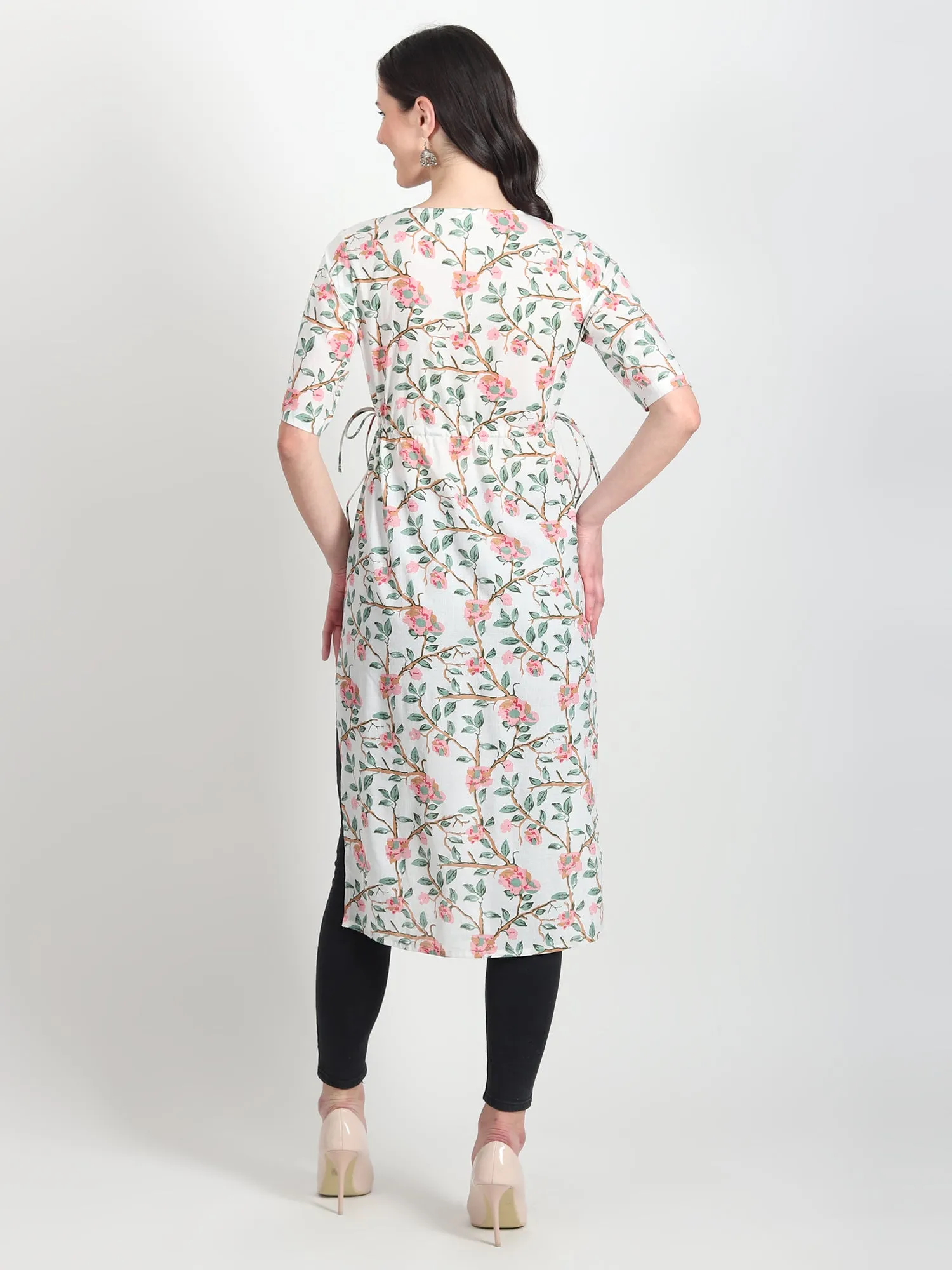 JASPER Hand Block Printed Straight Kurti Floral Motifs