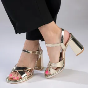 Madison Lessi 2 Block Heel Sandal - Light Gold