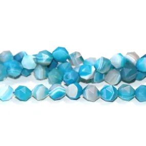 MATTE Blue Sardonyx (dyed) 8mm Star Cut Round - 15-16 Inch