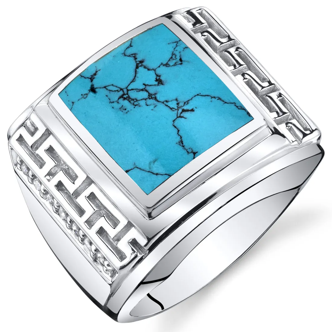 Mens Turquoise Ring Sterling Silver Size 8