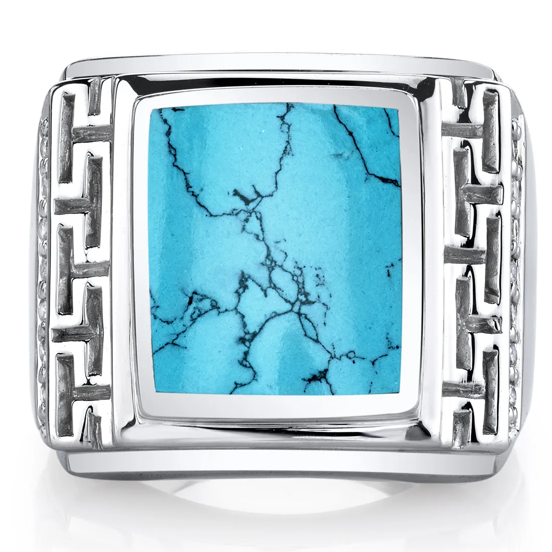 Mens Turquoise Ring Sterling Silver Size 8