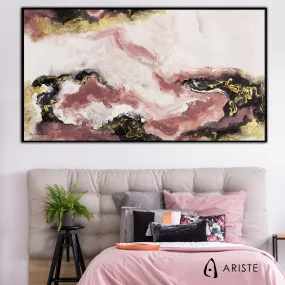 Pink, black & gold fluid art painting made to order in a custom size