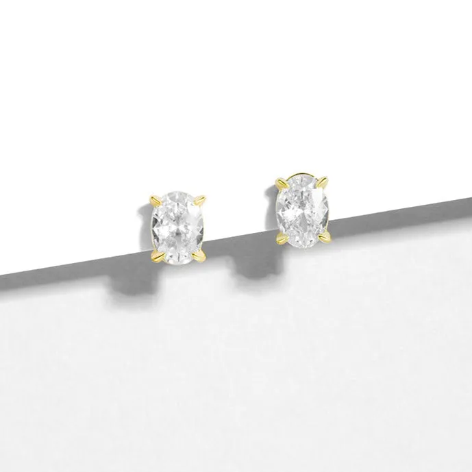 Pip Single Carat Gold Vermeil Oval Studs