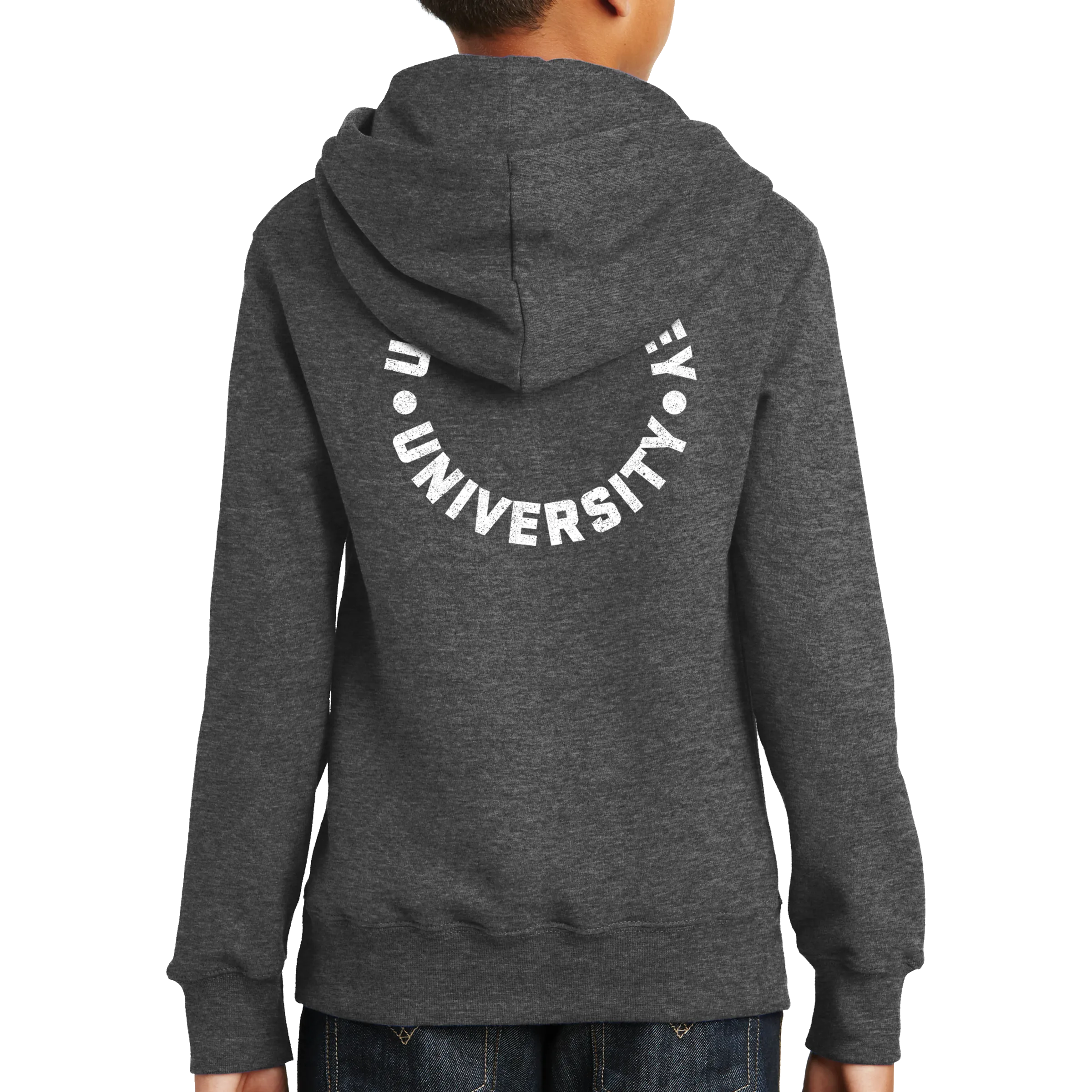 Port & Company Youth Fan Favorite Fleece Pullover Hooded Sweatshirt- UVU Distressed