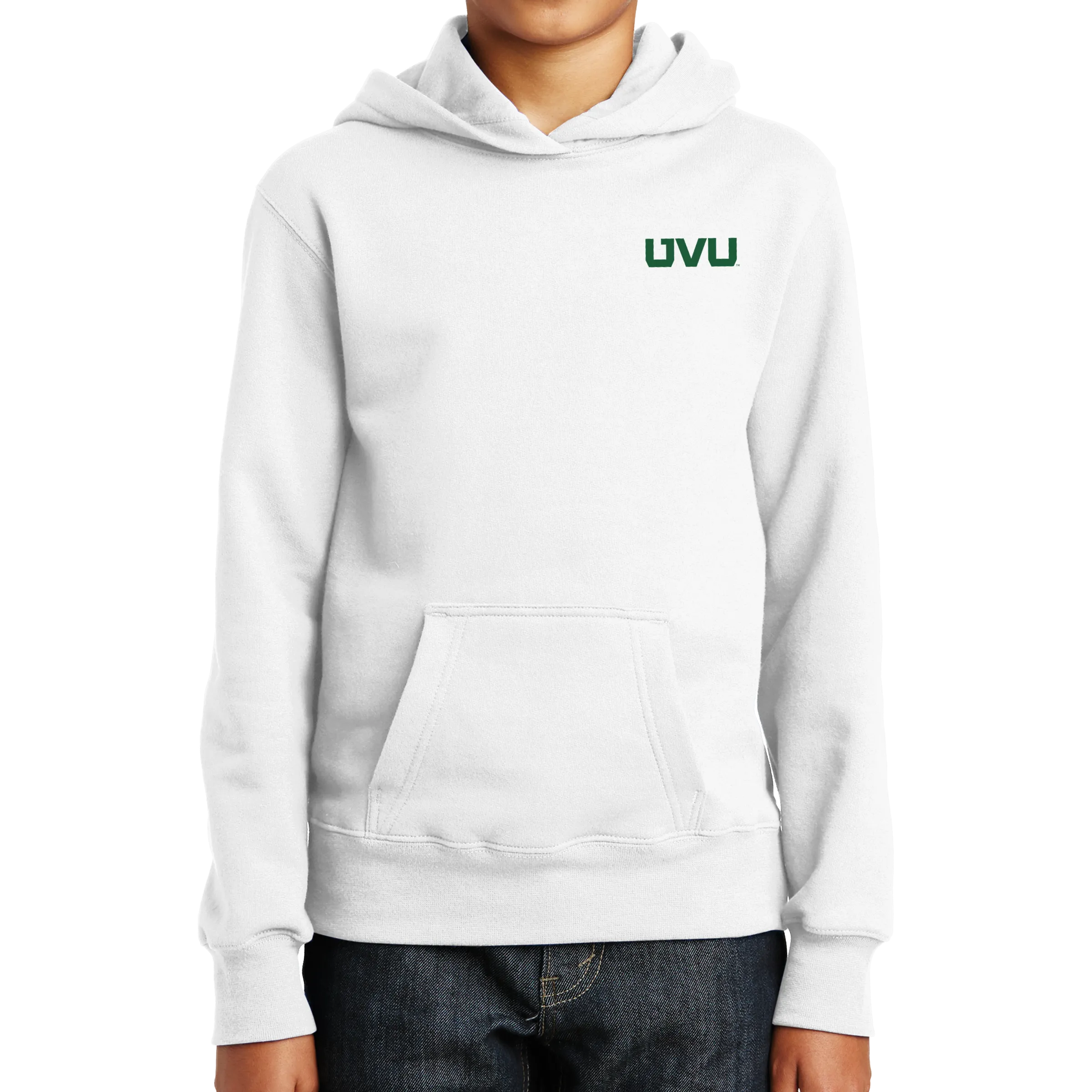 Port & Company Youth Fan Favorite Fleece Pullover Hooded Sweatshirt- UVU Distressed