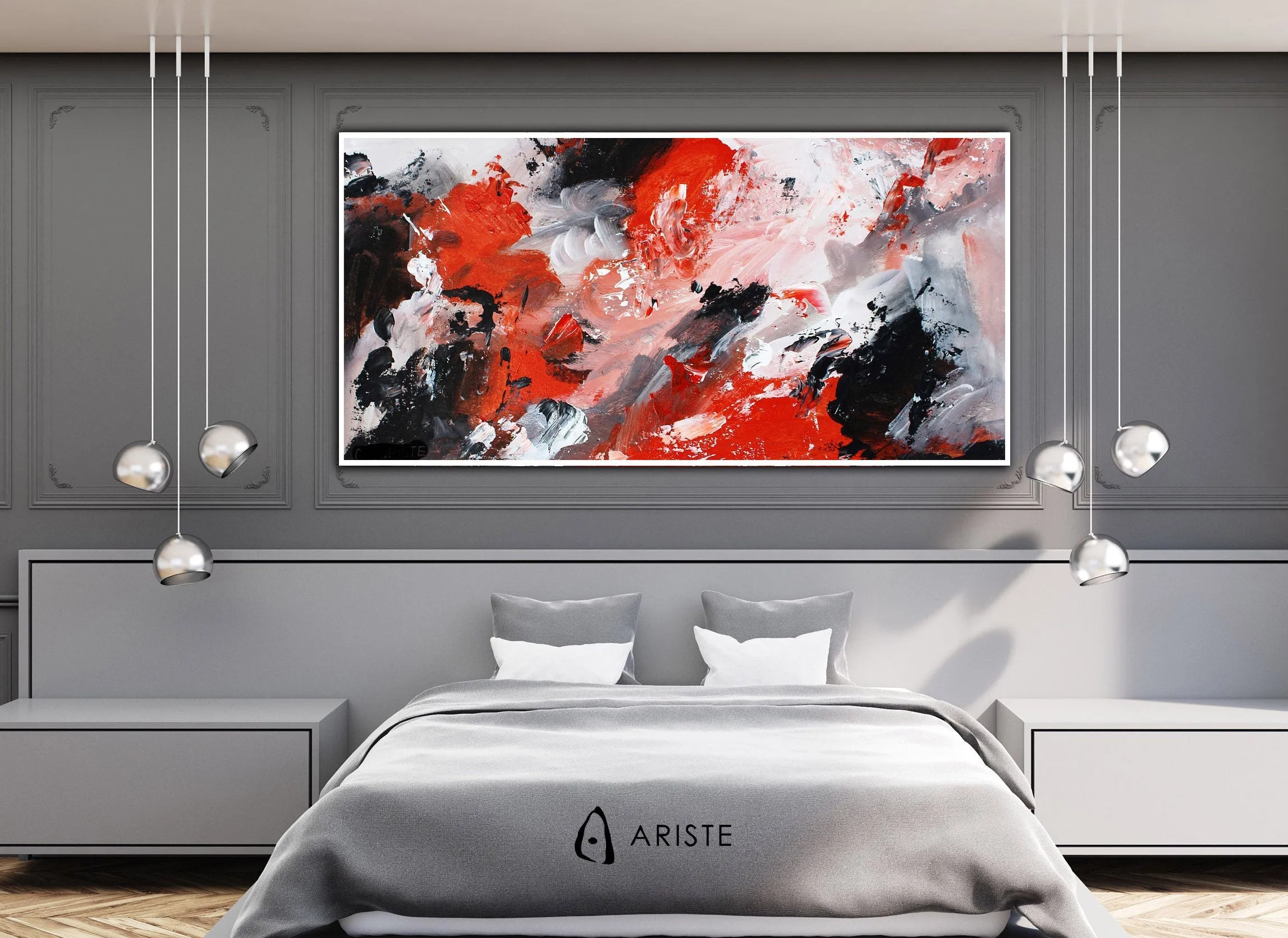 Red & black extra large canvas wall art made to order in a custom size