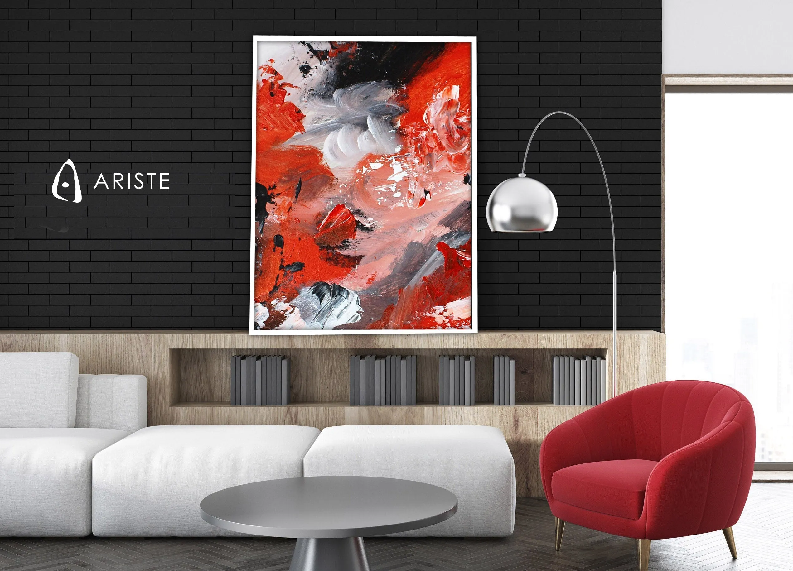 Red & black extra large canvas wall art made to order in a custom size