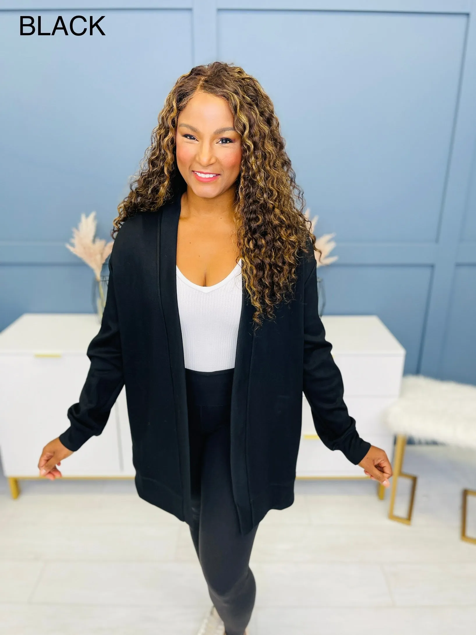 REG/CURVY MOCO Exclusive Super Scuba 2 In 1 Cardigan Blazer - Multiple Colors!