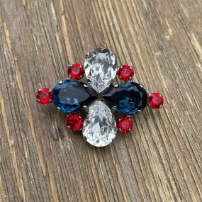 Starflower Crystal Stock Pin - Scarlet, Montana & Clear