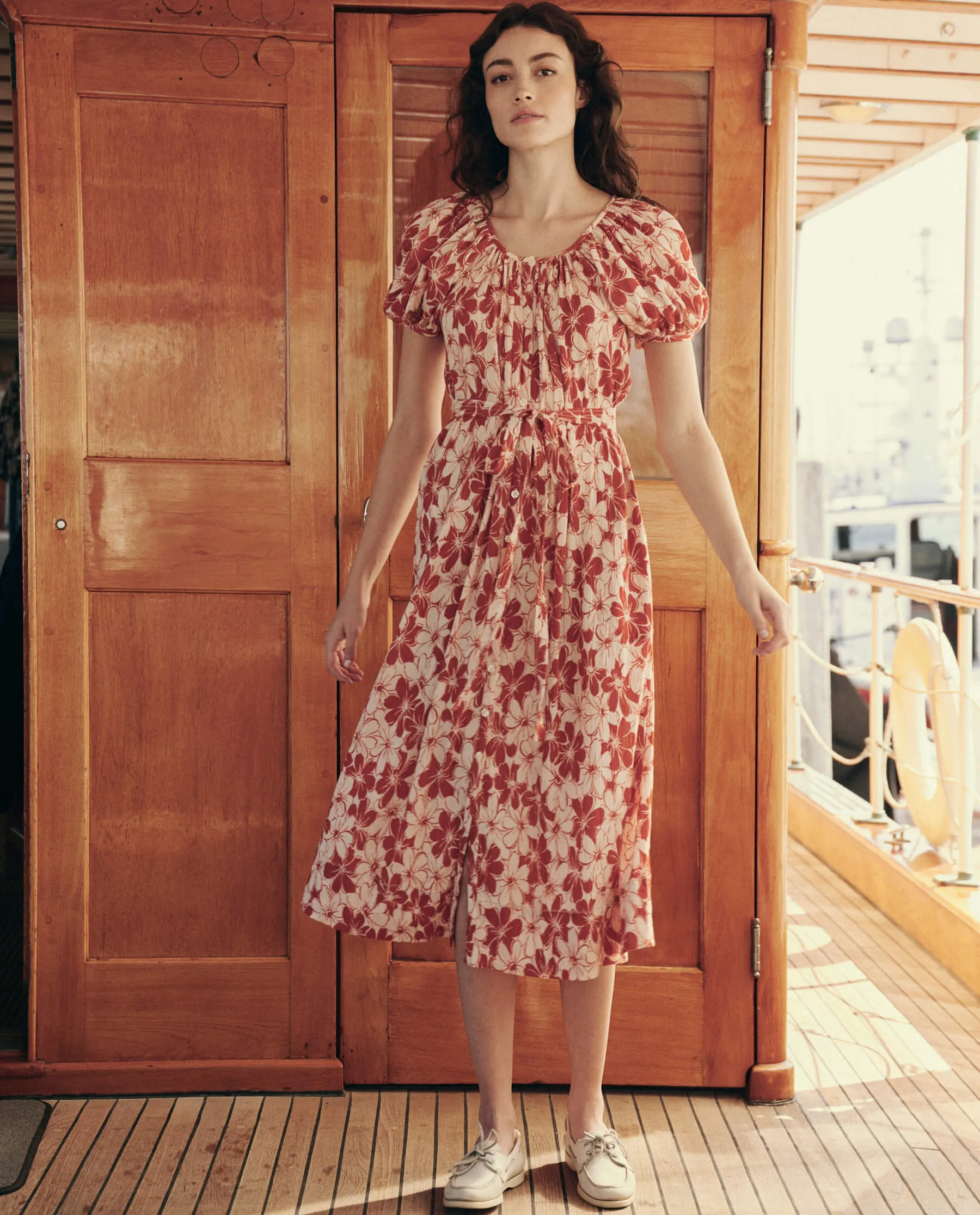 The Seascape Dress. -- Burnt Red Hibiscus Flower