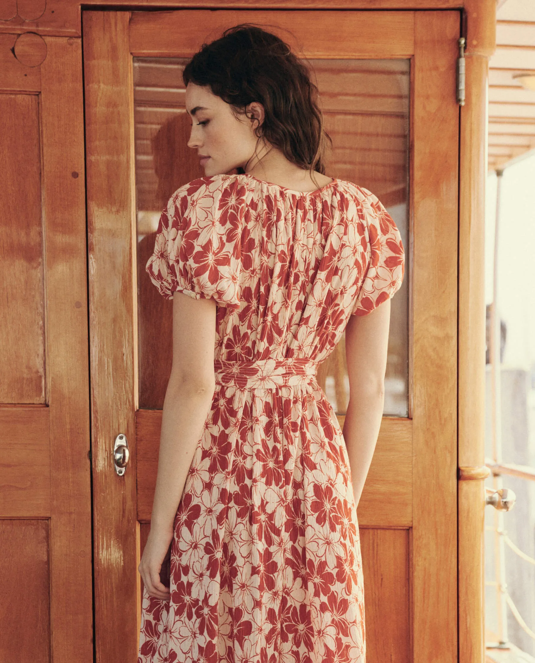 The Seascape Dress. -- Burnt Red Hibiscus Flower