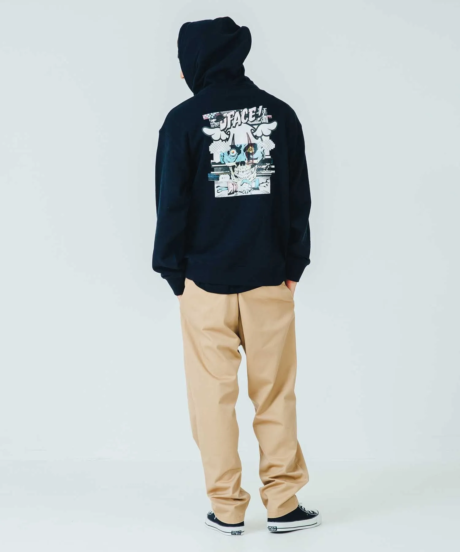 XLARGE x D*FACE STRIPE SKULL RENDER PULLOVER HOODED SWEAT