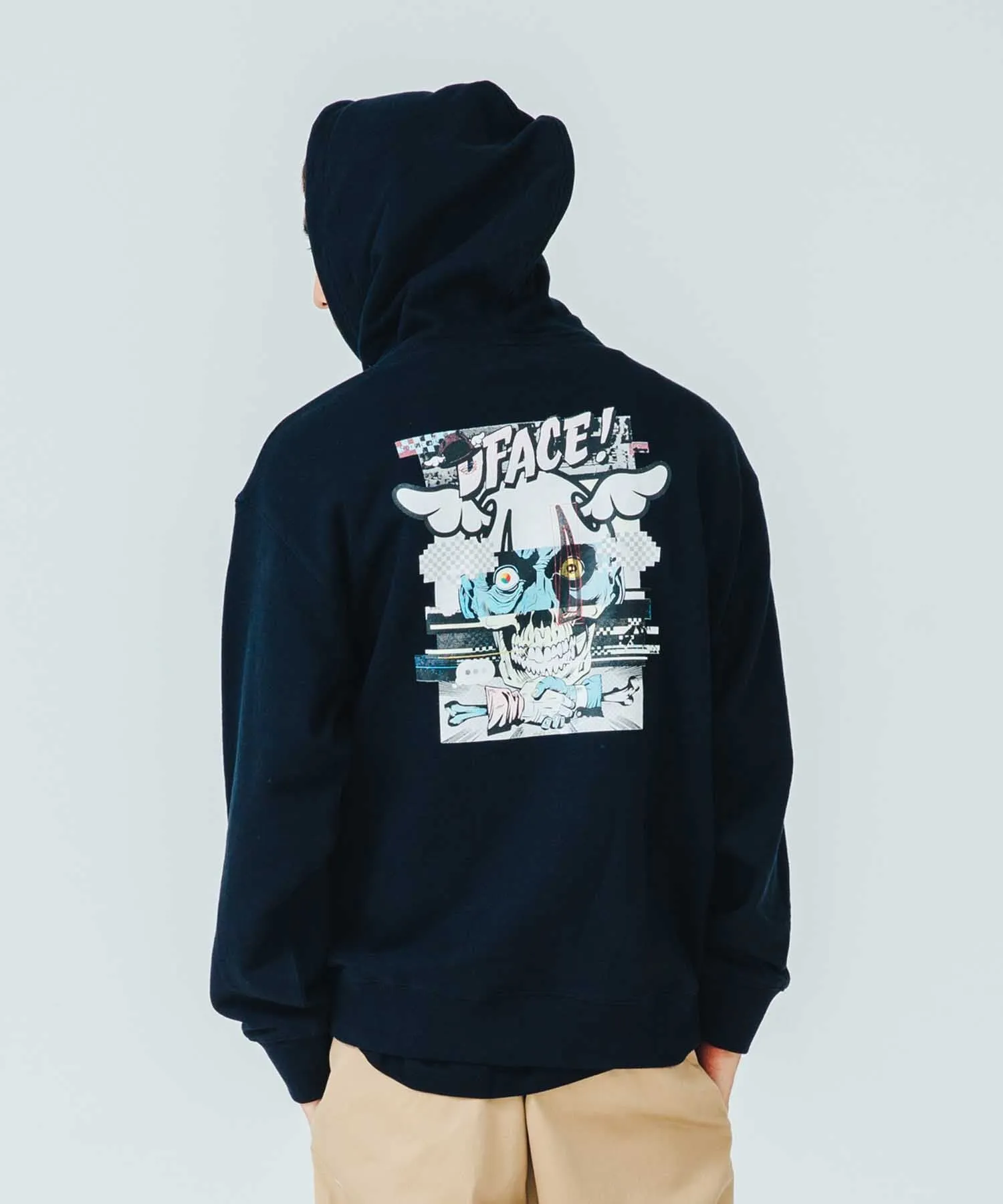 XLARGE x D*FACE STRIPE SKULL RENDER PULLOVER HOODED SWEAT